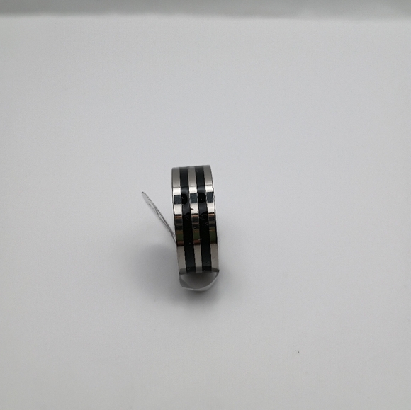 Jewelry - Stainless Steel Silver and Black Striped Ring U.S Size 9
